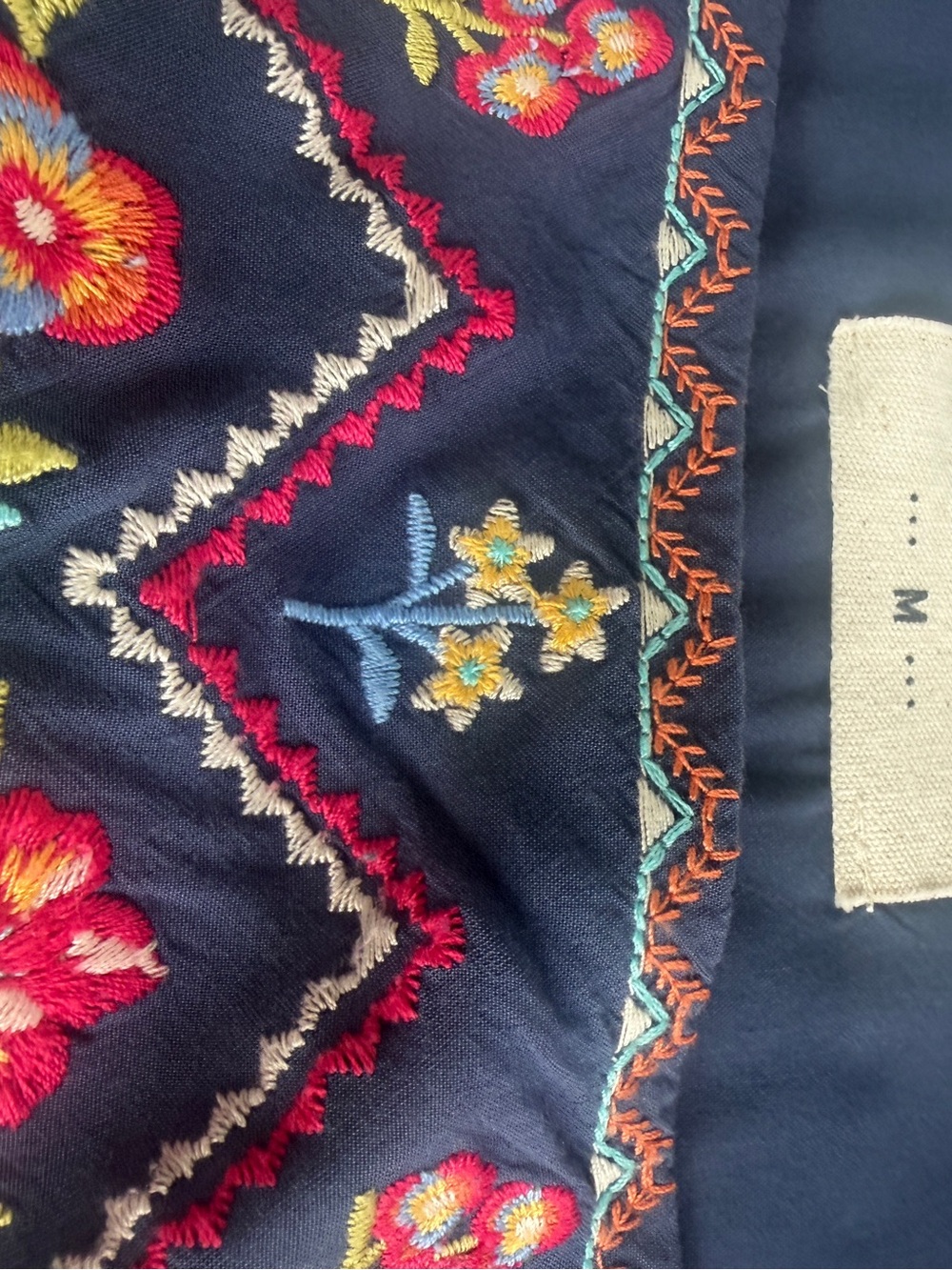 Savannah Jane Sz Medium Slate Blue Floral Embroidered Peasant Top - Picture 12 of 16